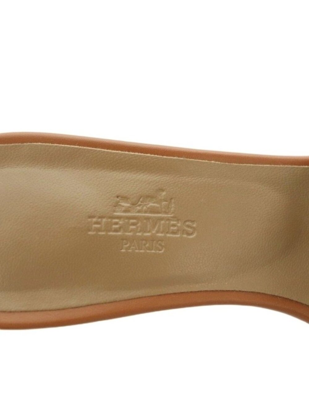 ★SOLD★ Hermes Oasis Sandals Logo Chunky Heels 37 Brown - Picture 8 of 9